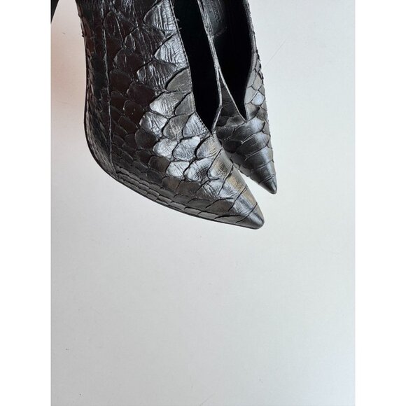 BURBERRY PRORSUM Black Snakeskin Leather High Heel Booties Ankle Boots, Size 37 - Picture 5 of 15